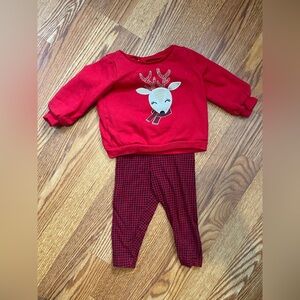 Red Reindeer Sweatshirt & Houndstooth Leggings Set